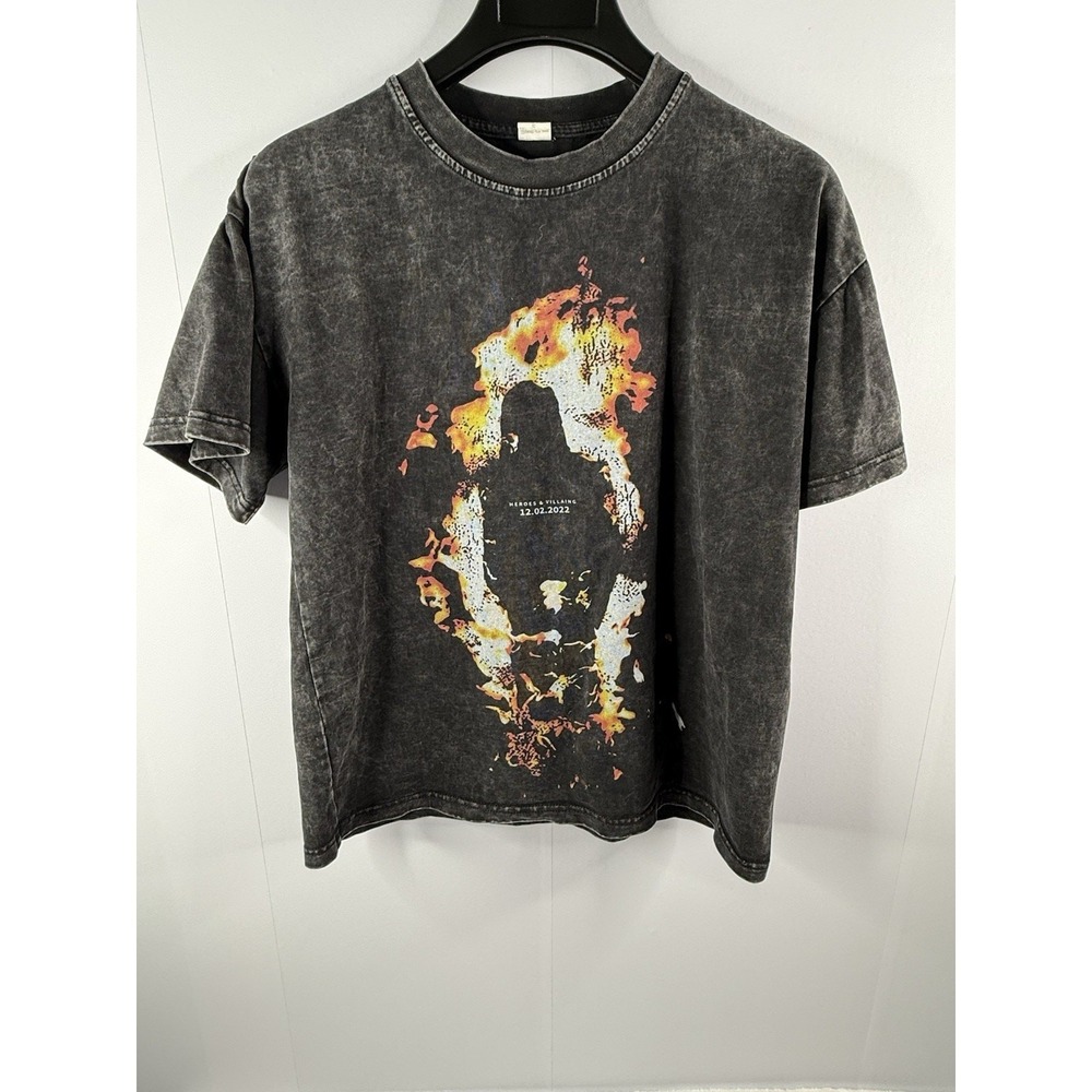 Metro Boomin Heroes and Villains Hip Hop T Shirt‎ Sz S Mineral Wash Heavyweight